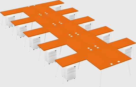 Shared l-shaped office desk system