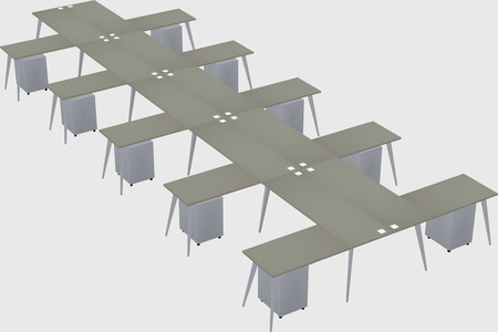 Shared l-shaped office desk system