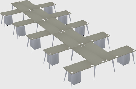Shared l-shaped office desk system
