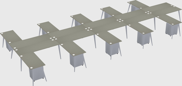 Shared l-shaped office desk system