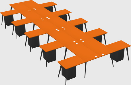 Shared l-shaped office desk system