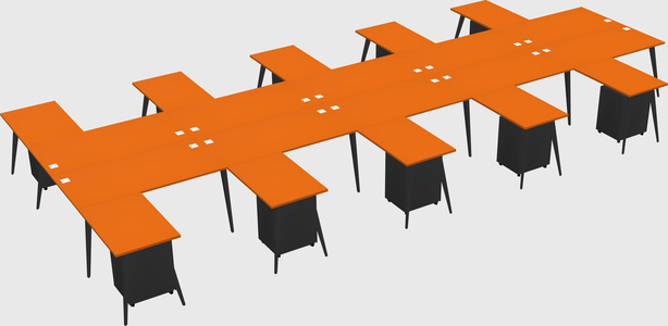 Shared l-shaped office desk system