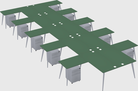 Shared l-shaped office desk system