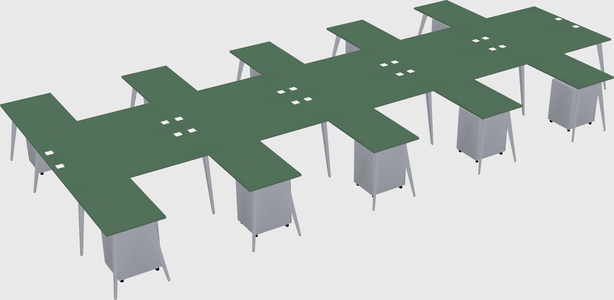 Shared l-shaped office desk system