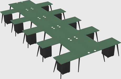 Shared l-shaped office desk system