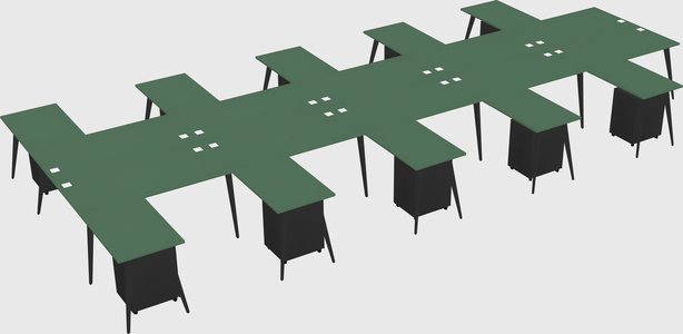 Shared l-shaped office desk system