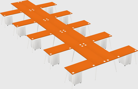 Shared l-shaped office desk system