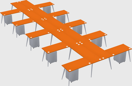 Shared l-shaped office desk system