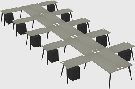 Shared l-shaped office desk system