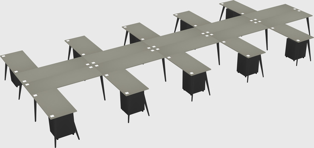 Shared l-shaped office desk system