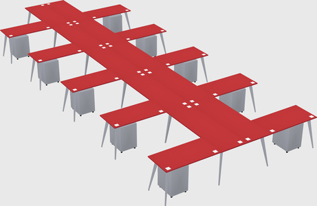 Shared l-shaped office desk system