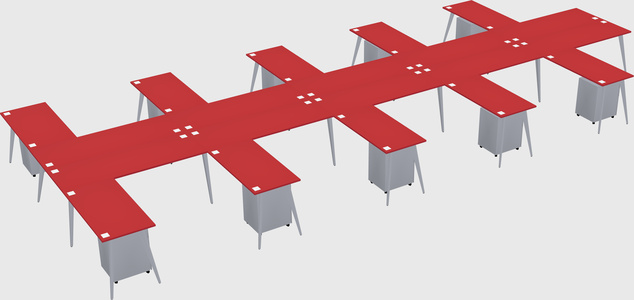 Shared l-shaped office desk system