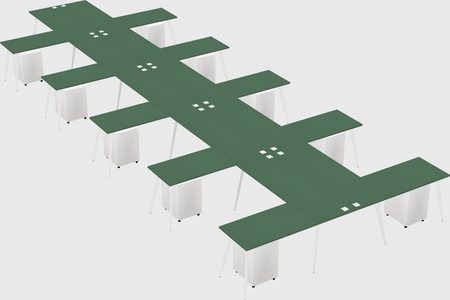 Shared l-shaped office desk system