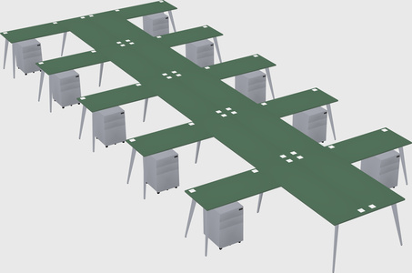 Shared l-shaped office desk system