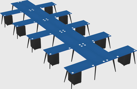 Shared l-shaped office desk system