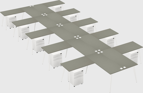 Shared l-shaped office desk system