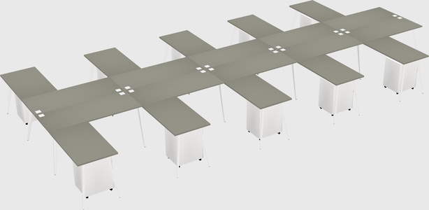Shared l-shaped office desk system