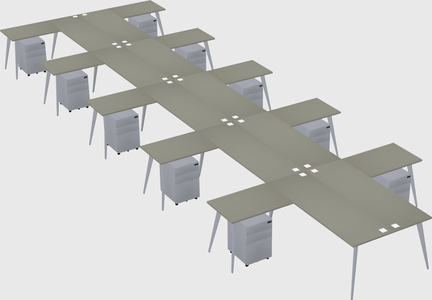Shared l-shaped office desk system