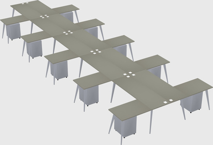 Shared l-shaped office desk system