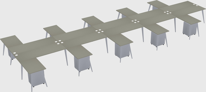 Shared l-shaped office desk system