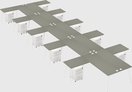 Shared l-shaped office desk system