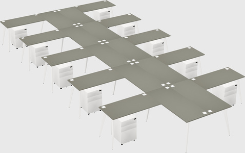 Shared l-shaped office desk system