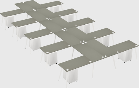 Shared l-shaped office desk system