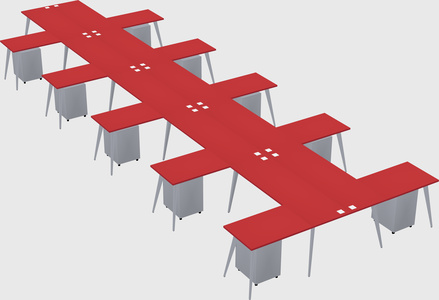 Shared l-shaped office desk system