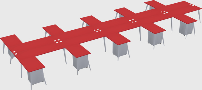 Shared l-shaped office desk system