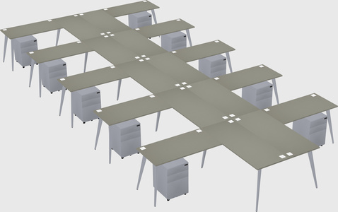 Shared l-shaped office desk system