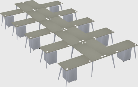 Shared l-shaped office desk system