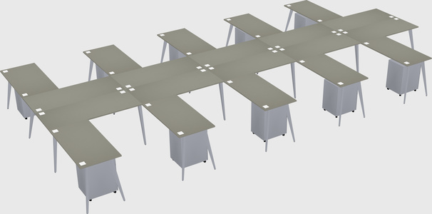 Shared l-shaped office desk system
