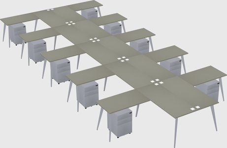 Shared l-shaped office desk system