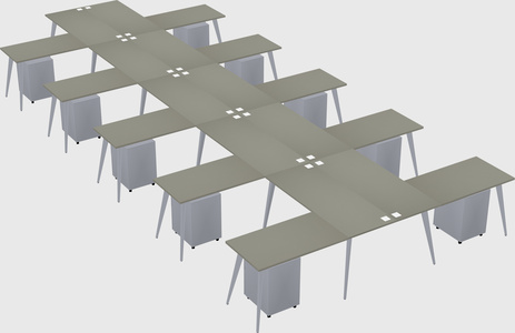 Shared l-shaped office desk system