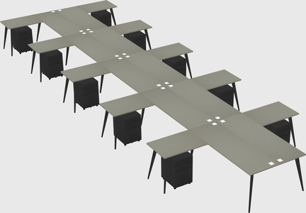 Shared l-shaped office desk system