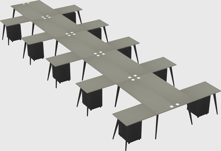 Shared l-shaped office desk system