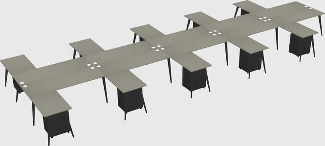 Shared l-shaped office desk system