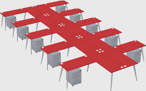 Shared l-shaped office desk system