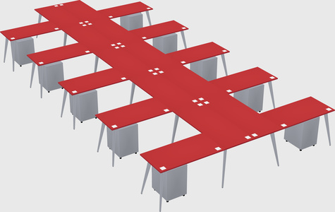 Shared l-shaped office desk system