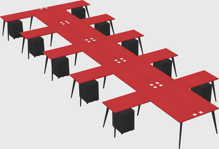 Shared l-shaped office desk system