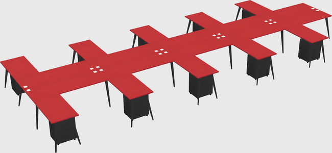 Shared l-shaped office desk system