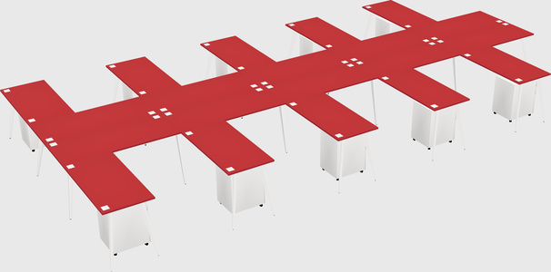 Shared l-shaped office desk system