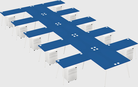 Shared l-shaped office desk system