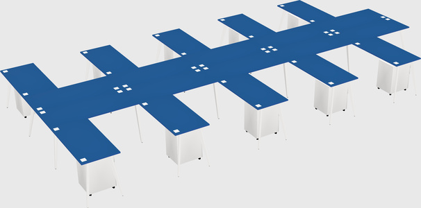 Shared l-shaped office desk system