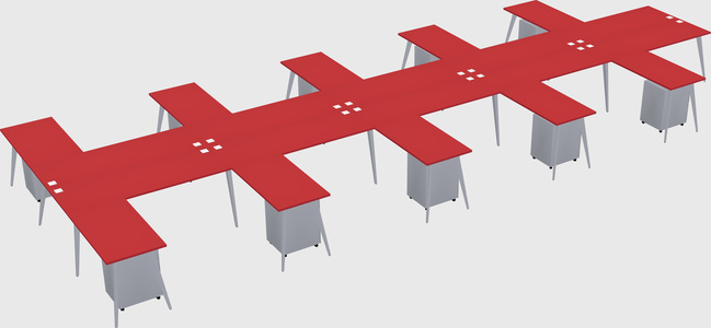 Shared l-shaped office desk system