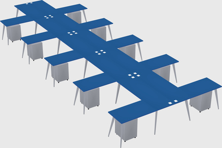 Shared l-shaped office desk system