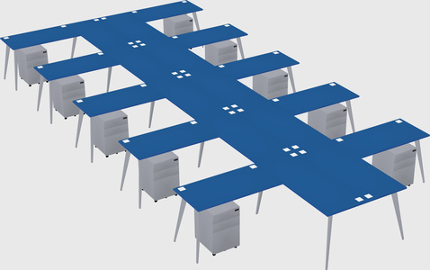 Shared l-shaped office desk system