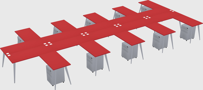 Shared L-shaped Office Desk System