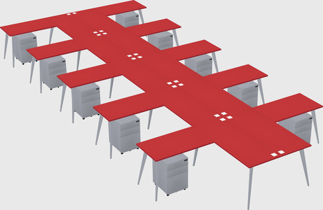 Shared l-shaped office desk system