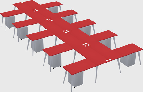 Shared l-shaped office desk system
